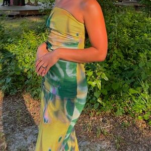 Mesh Fitted Green Dress